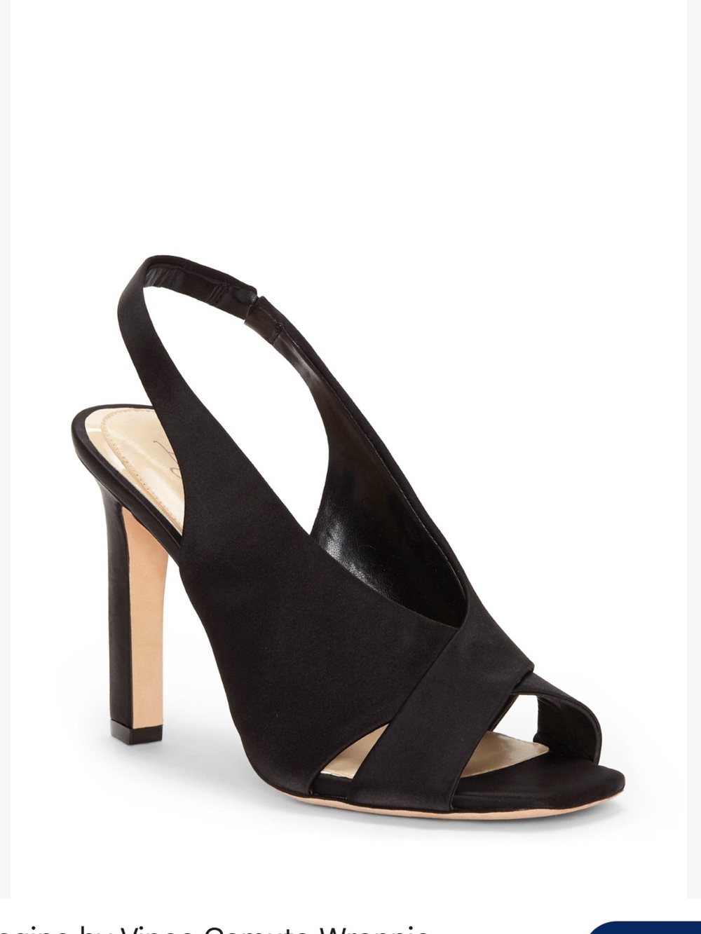 Imagine Vince Camuto Black Satin Slingback Heels Size 10M Open Toe High Heel San